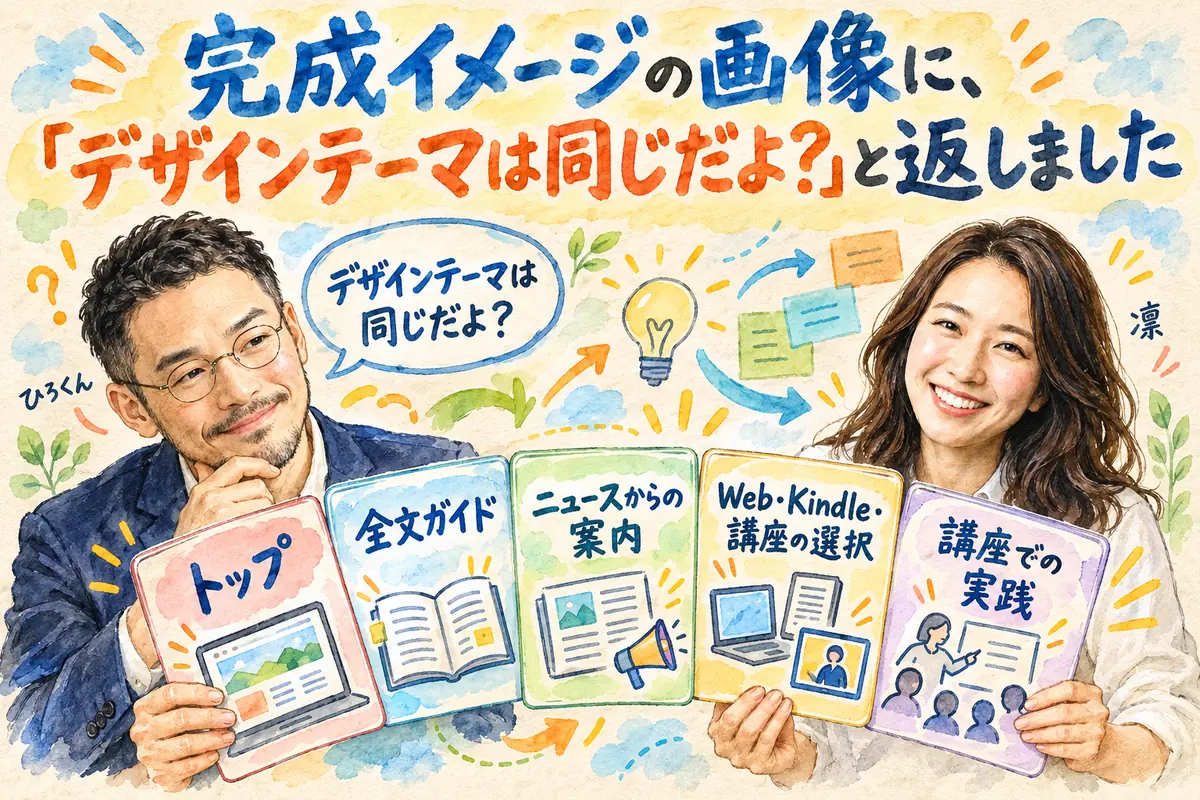 完成イメージの画像に、「デザインテーマは同じだよ？」と返しました
