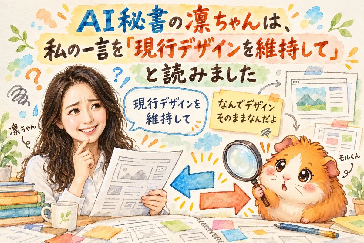 AI秘書の凛ちゃんは、私の一言を「現行デザインを維持して」と読みました